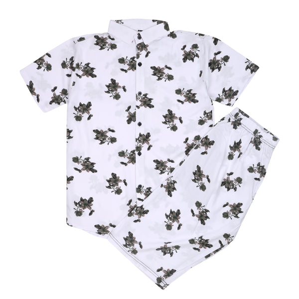 Tropical White Shirt & Floral Resort Shorts Set for Men – Stylish Summer Vacation Outfit
